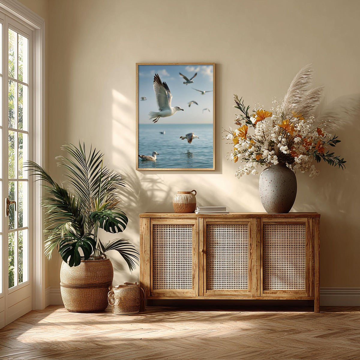 Seagull Wall Art, Coastal Bird Poster Print, Ocean Photography Picture, Beach House Sea Decor