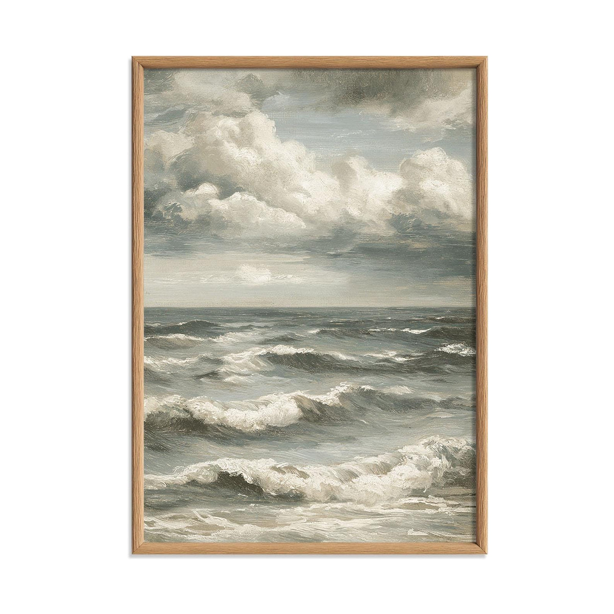 Moody Stormy Sea Wall Art, Vintage Ocean Waves Print