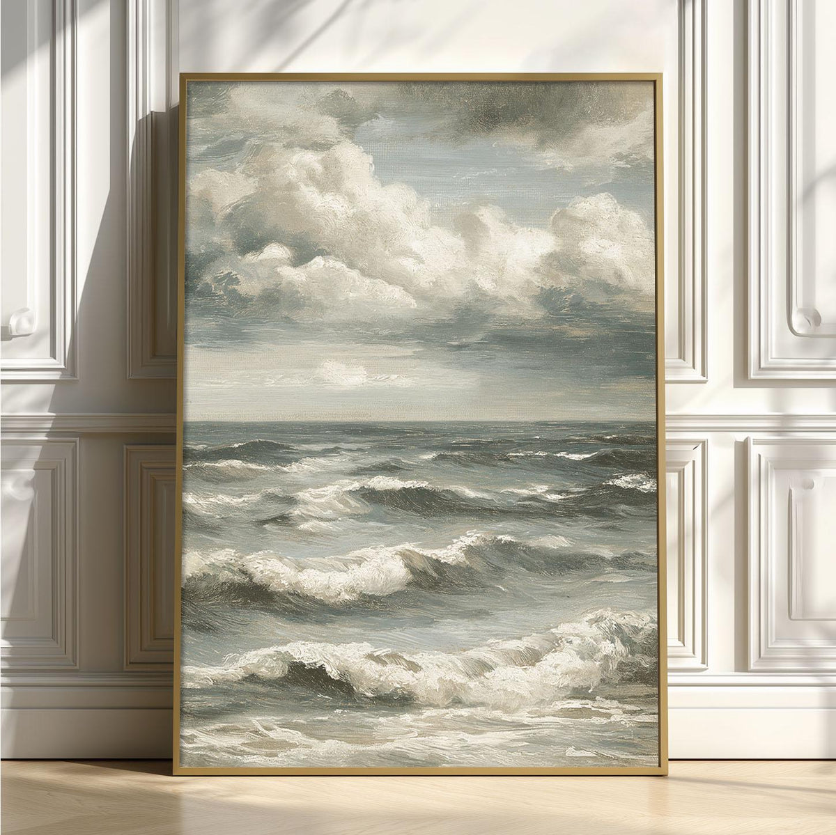 Moody Stormy Sea Wall Art, Vintage Ocean Waves Print