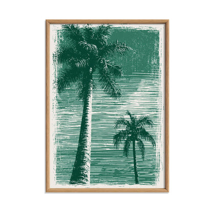 Tropical Palm Tree Poster Print, Green Coastal Wall Art, Beach House Picture, Summer Travel Decor