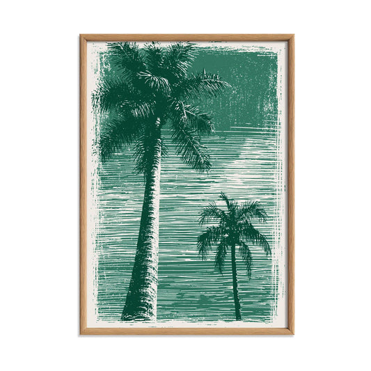 Tropical Palm Tree Poster Print, Green Coastal Wall Art, Beach House Picture, Summer Travel Decor