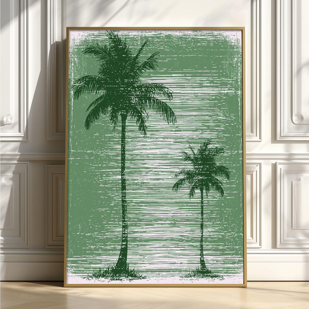 Green Palm Tree Wall Art, Tropical Poster Print, Beach House Picture, Coastal Summer Wall Decor