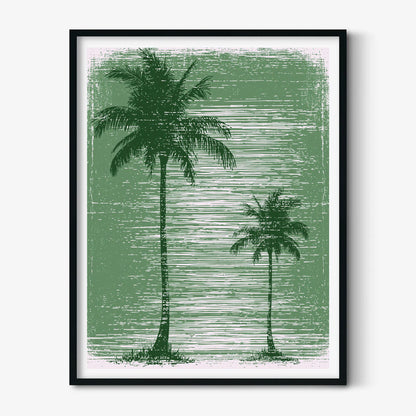 Green Palm Tree Wall Art, Tropical Poster Print, Beach House Picture, Coastal Summer Wall Decor