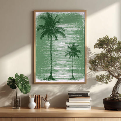 Green Palm Tree Wall Art, Tropical Poster Print, Beach House Picture, Coastal Summer Wall Decor