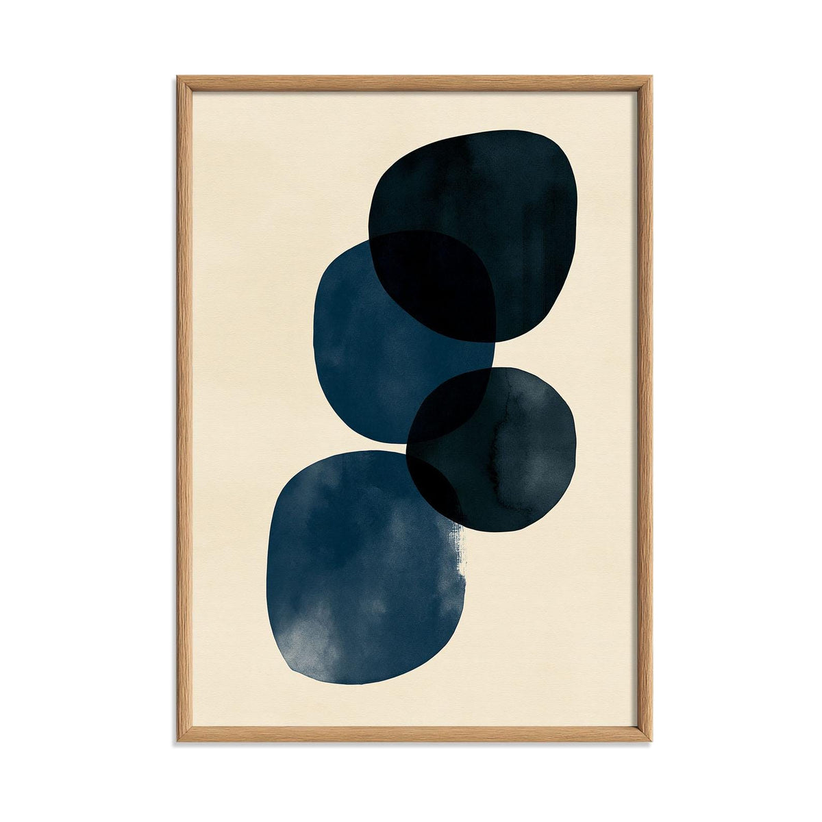 Navy Shape Wall Art, Abstract Blue Poster Print, Minimalist Picture, Modern Living Room Decor