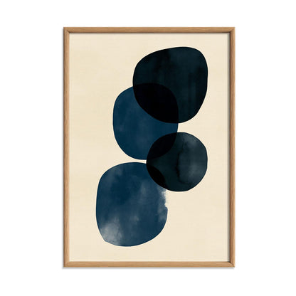 Navy Shape Wall Art, Abstract Blue Poster Print, Minimalist Picture, Modern Living Room Decor