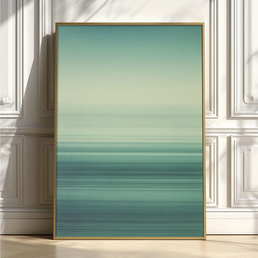 Abstract Sea Horizon Print, Teal Ocean Wall Art, Coastal Bedroom Decor