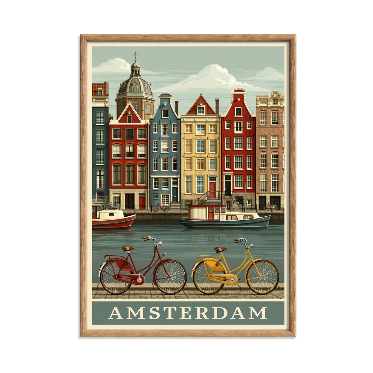 Dutch Bicycle Wall Art, Amsterdam Canal Poster Print, Netherlands Travel Picture, Europe City Decor