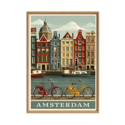 Dutch Bicycle Wall Art, Amsterdam Canal Poster Print, Netherlands Travel Picture, Europe City Decor
