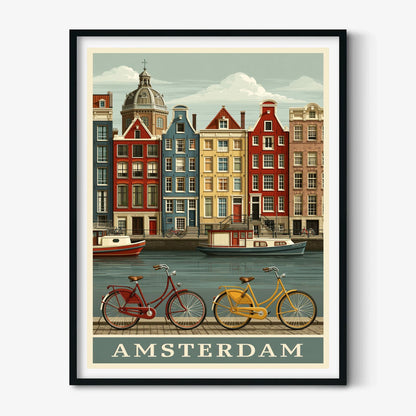 Dutch Bicycle Wall Art, Amsterdam Canal Poster Print, Netherlands Travel Picture, Europe City Decor