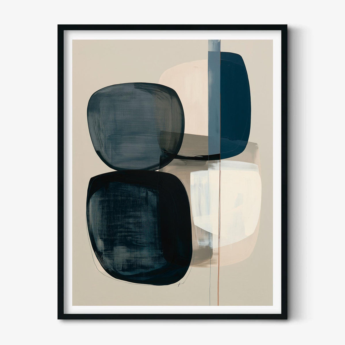 Neutral Abstract Art Print – Blue Grey Geometric Wall Art, Minimalist Poster