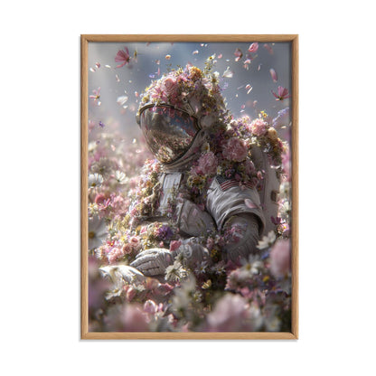 Floral Astronaut Wall Art, Space Poster Print, Flower Astronaut Picture, Sci Fi Bedroom Decor