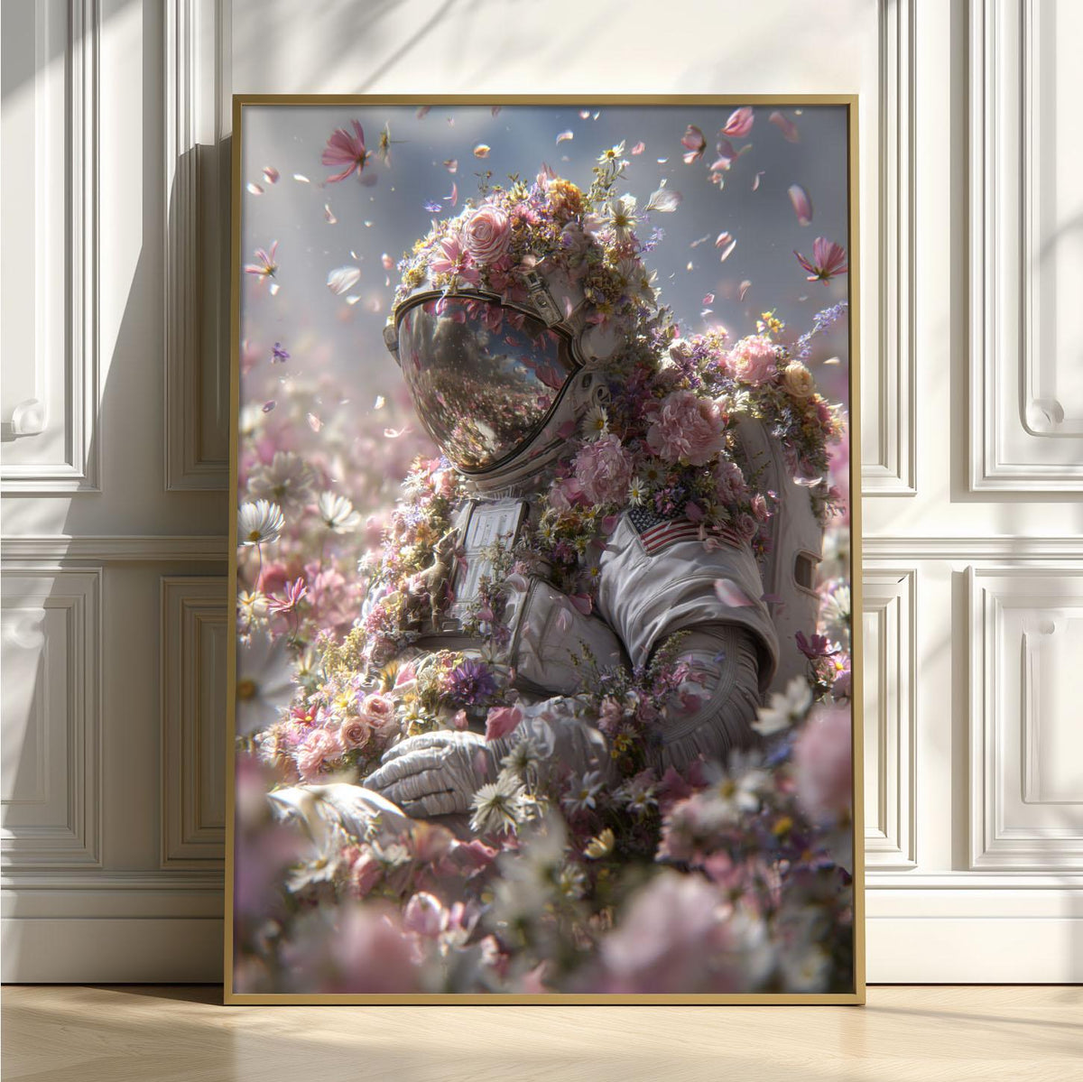 Floral Astronaut Wall Art, Space Poster Print, Flower Astronaut Picture, Sci Fi Bedroom Decor