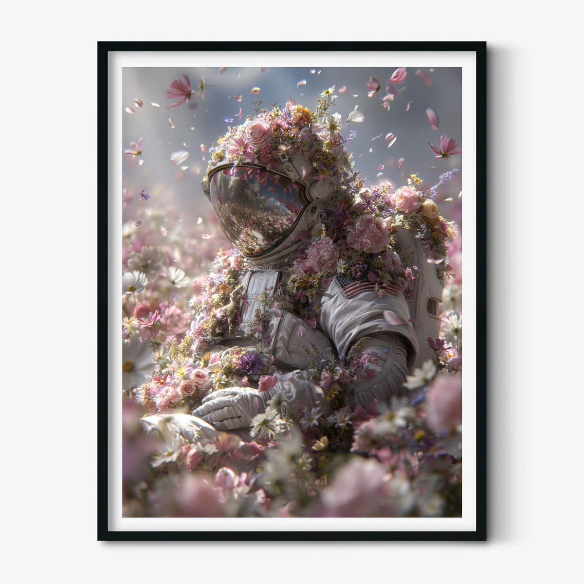 Floral Astronaut Wall Art, Space Poster Print, Flower Astronaut Picture, Sci Fi Bedroom Decor