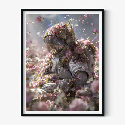 Floral Astronaut Wall Art, Space Poster Print, Flower Astronaut Picture, Sci Fi Bedroom Decor