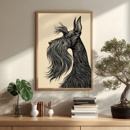Scottie Dog Art Print – Scottish Terrier Line Drawing, Black Dog Wall Decor
