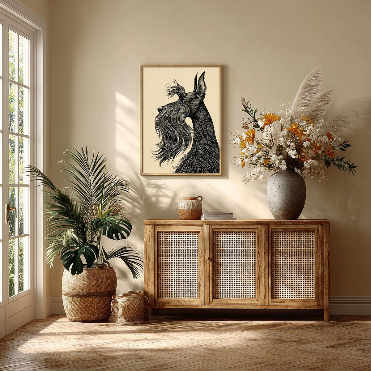 Scottie Dog Art Print – Scottish Terrier Line Drawing, Black Dog Wall Decor