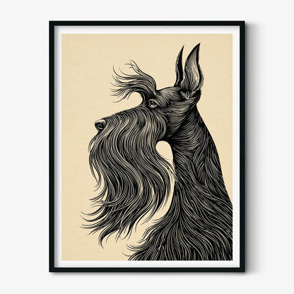 Scottie Dog Art Print – Scottish Terrier Line Drawing, Black Dog Wall Decor
