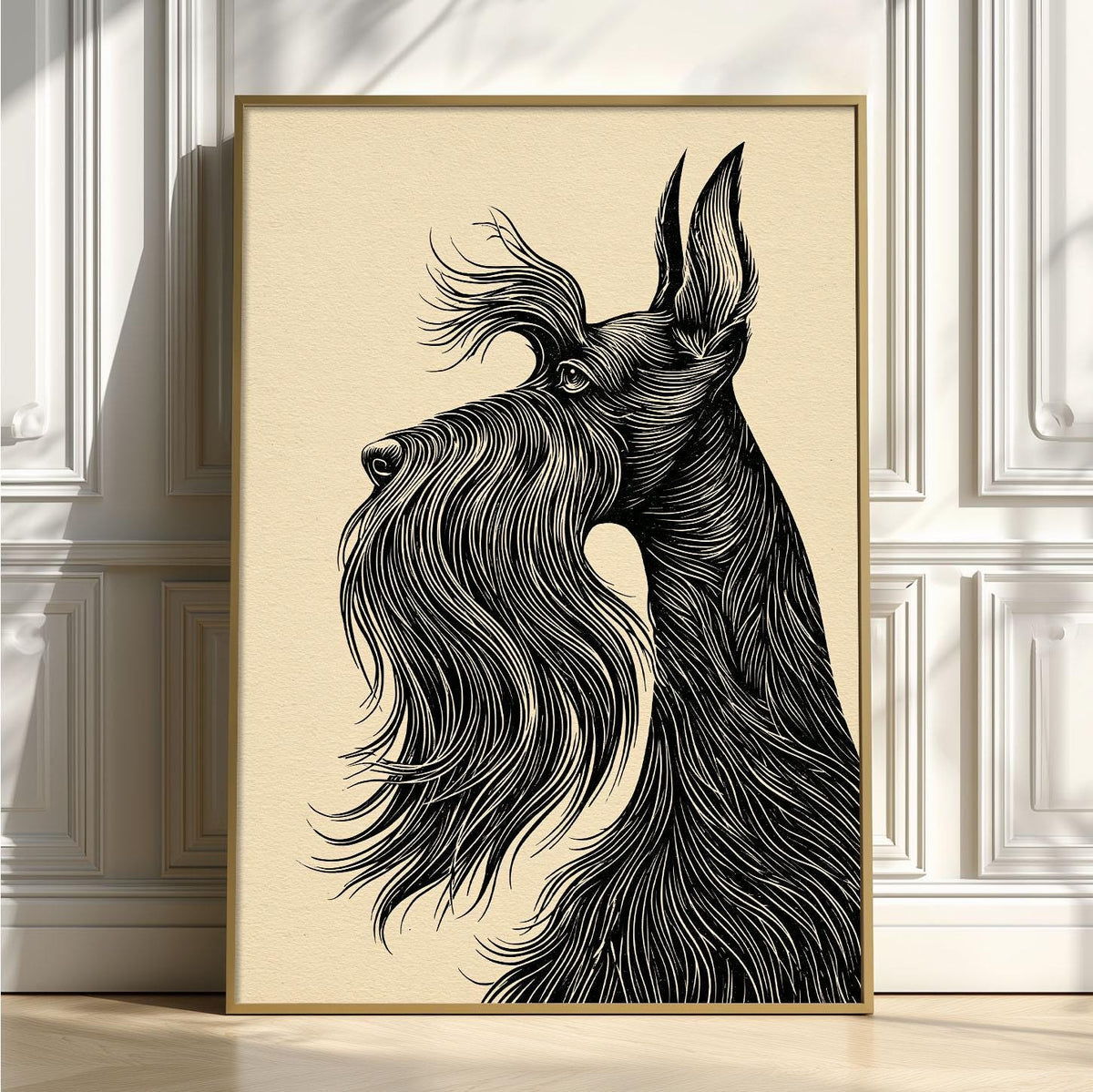 Scottie Dog Art Print – Scottish Terrier Line Drawing, Black Dog Wall Decor