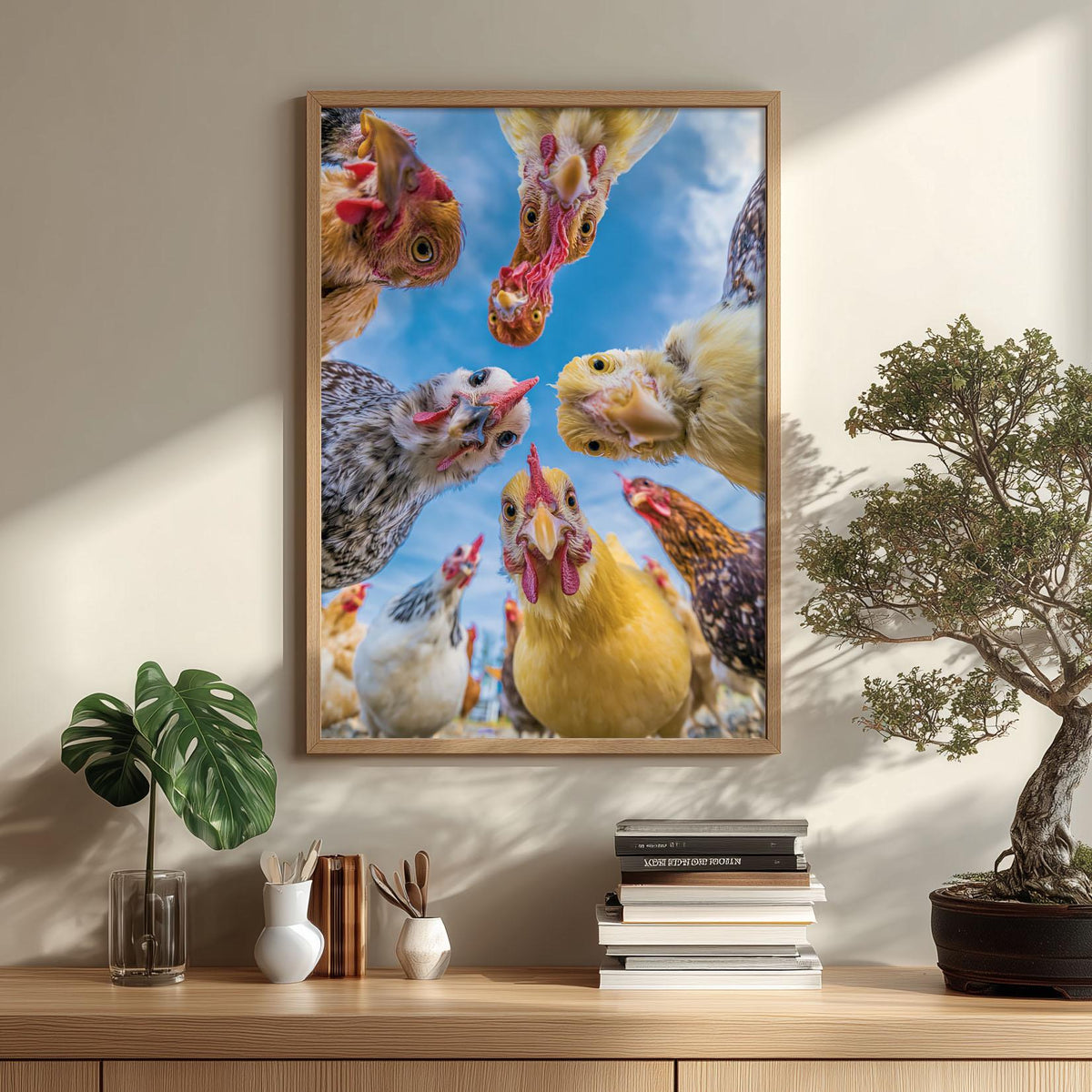 Funny Chicken Wall Art, Hen Coop Poster Print, Animal Picture, Kitchen Farmhouse Decor