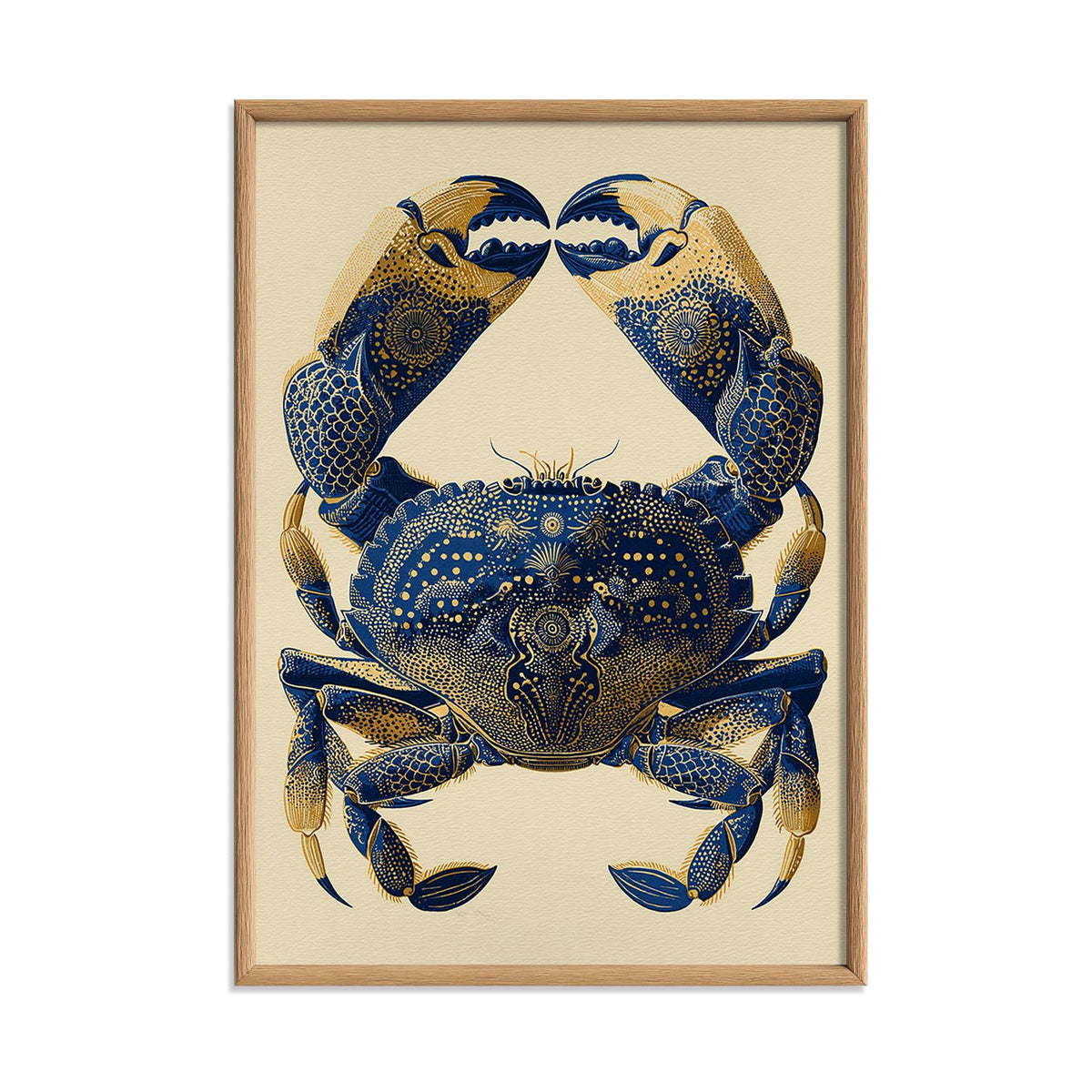 Blue Crab Poster, Vintage Coastal Print, Seafood Kitchen Illustration