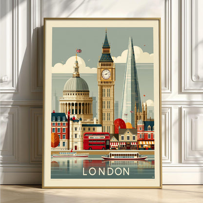 London Travel Poster, Big Ben Wall Art, Vintage England City Print