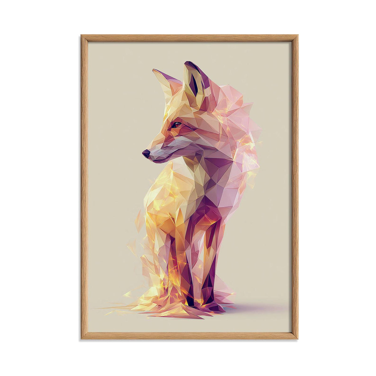 Low Poly Fox Wall Art, Geometric Fox Poster Print, Modern Woodland Animal Picture, Nursery Bedroom Decor