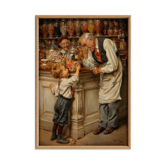Vintage Sweet Shop Print, Old Candy Store Wall Art, Nostalgic Child Picture, Kitchen Nursery Decor