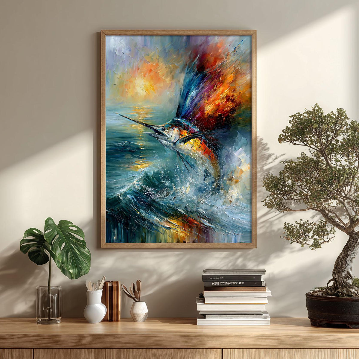 Sailfish Wall Art, Marlin Fish Poster Print, Ocean Wildlife Picture, Nautical Beach House Decor, Fisherman Gift