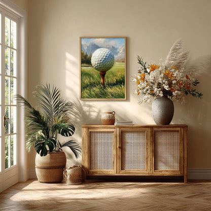 Golf Ball Wall Art, Golf Course Poster Print, Sports Painting Picture, Golfer Gift, Man Cave Office Decor