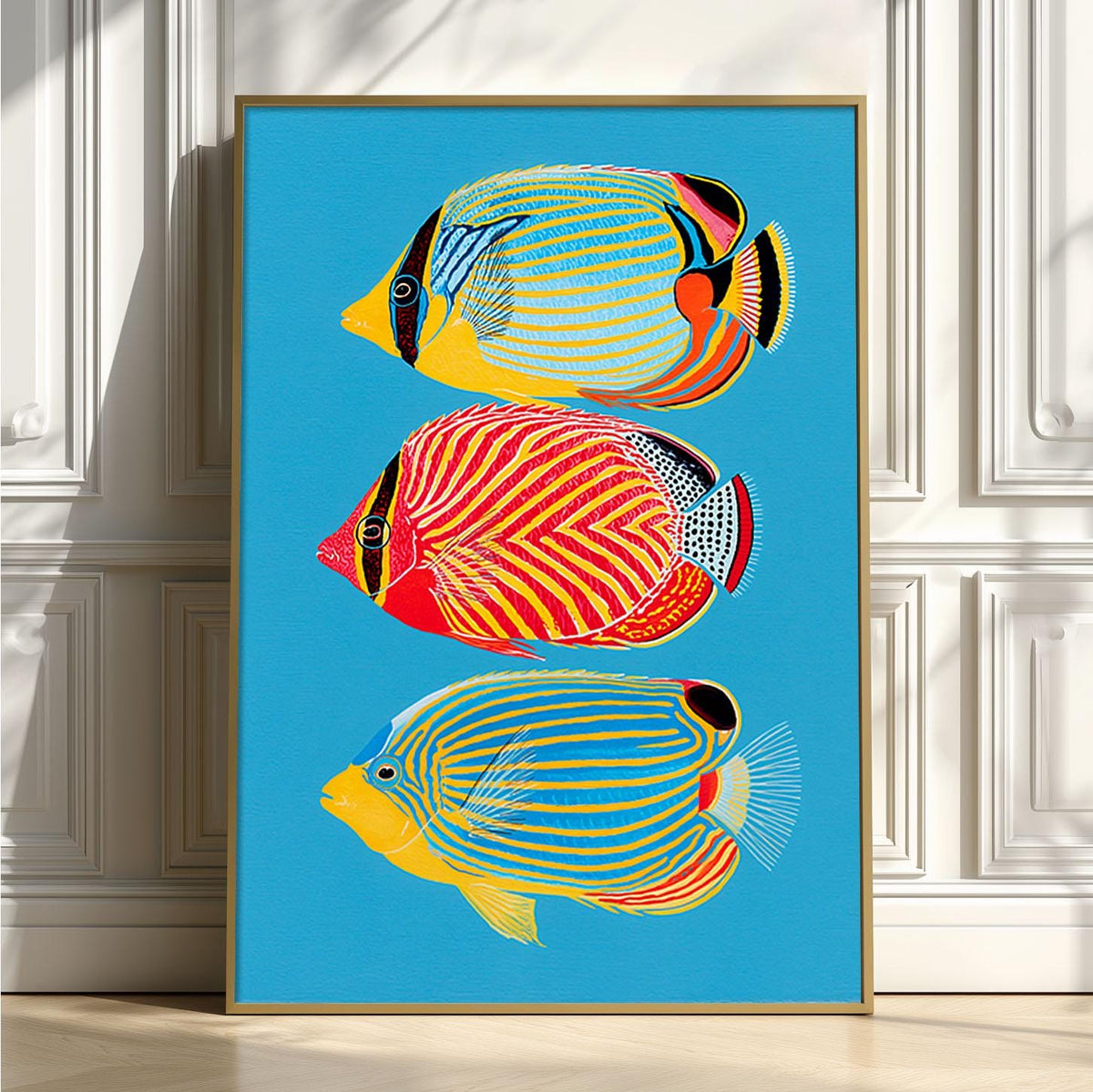 Tropical Fish Wall Art, Colorful Reef Fish Poster Print, Ocean Animal Picture, Coastal Bathroom Beach House Decor