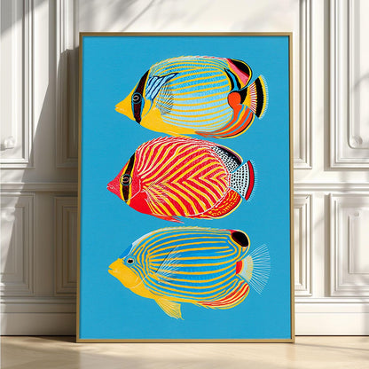 Tropical Fish Wall Art, Colorful Reef Fish Poster Print, Ocean Animal Picture, Coastal Bathroom Beach House Decor