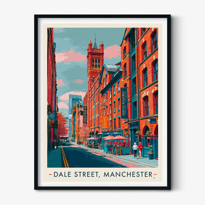 Manchester Dale Street Art Print, Retro UK City Travel Poster