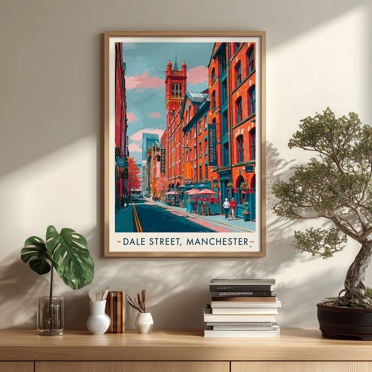 Manchester Dale Street Art Print, Retro UK City Travel Poster