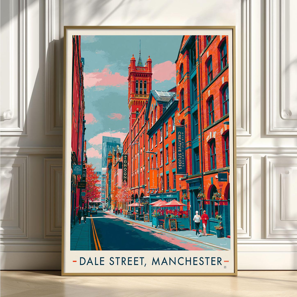 Manchester Dale Street Art Print, Retro UK City Travel Poster