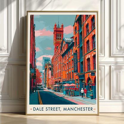 Manchester Dale Street Art Print, Retro UK City Travel Poster
