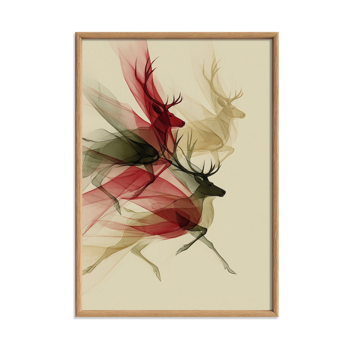 Deer Abstract Poster, Red Stag Illustration, Wildlife Art Print