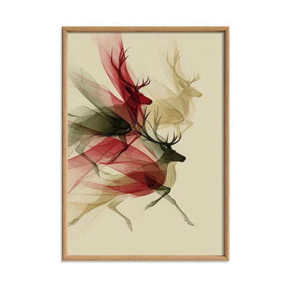 Deer Abstract Poster, Red Stag Illustration, Wildlife Art Print