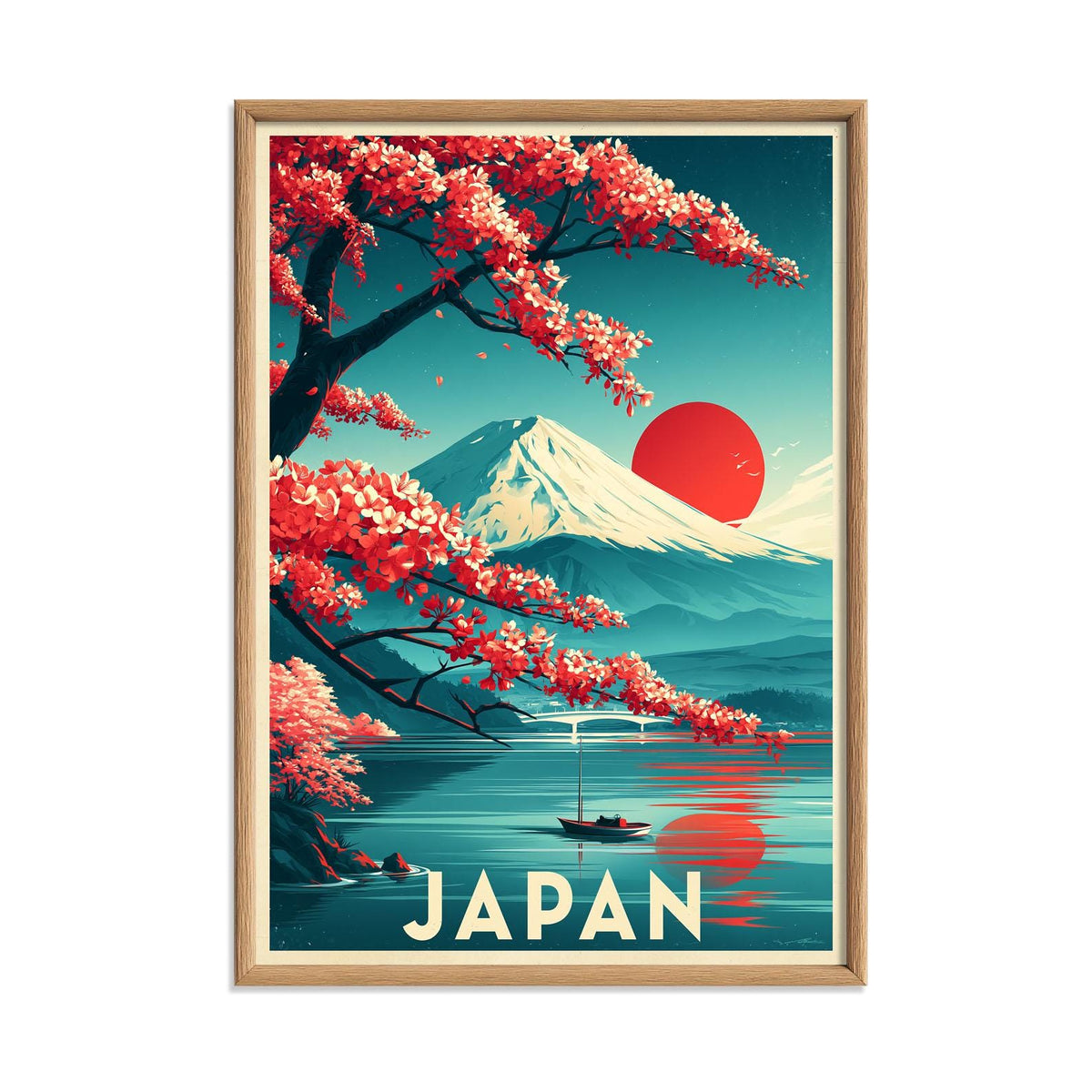 Japan Travel Poster, Mount Fuji Illustration, Landscape Art Print