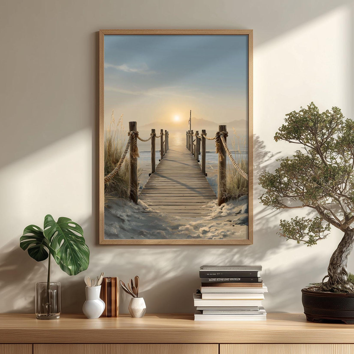 Sunset Pier Poster | Coastal Wall Art Print