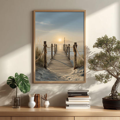 Sunset Pier Poster | Coastal Wall Art Print