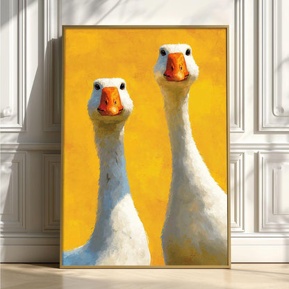 Goose Wall Art Print, Funny Farm Animal Poster, Yellow Kitchen Decor, Quirky Duck Bird Print, Farmhouse Nursery Wall Art