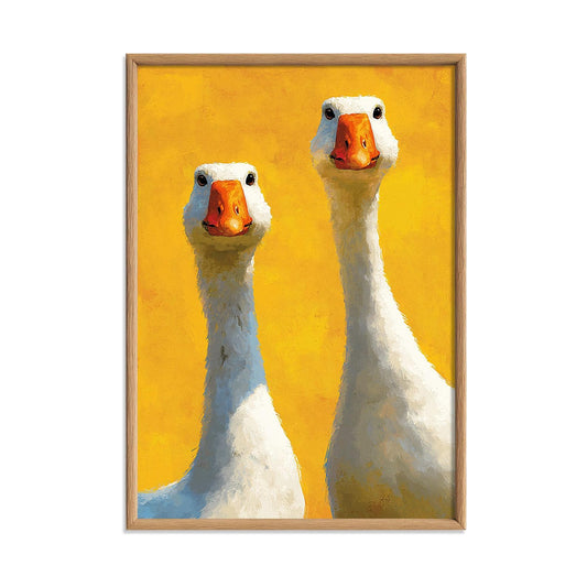 Goose Wall Art Print, Funny Farm Animal Poster, Yellow Kitchen Decor, Quirky Duck Bird Print, Farmhouse Nursery Wall Art