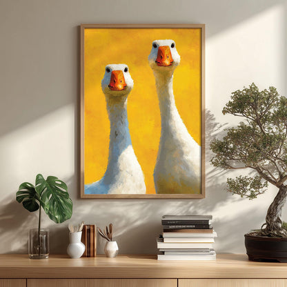 Goose Wall Art Print, Funny Farm Animal Poster, Yellow Kitchen Decor, Quirky Duck Bird Print, Farmhouse Nursery Wall Art