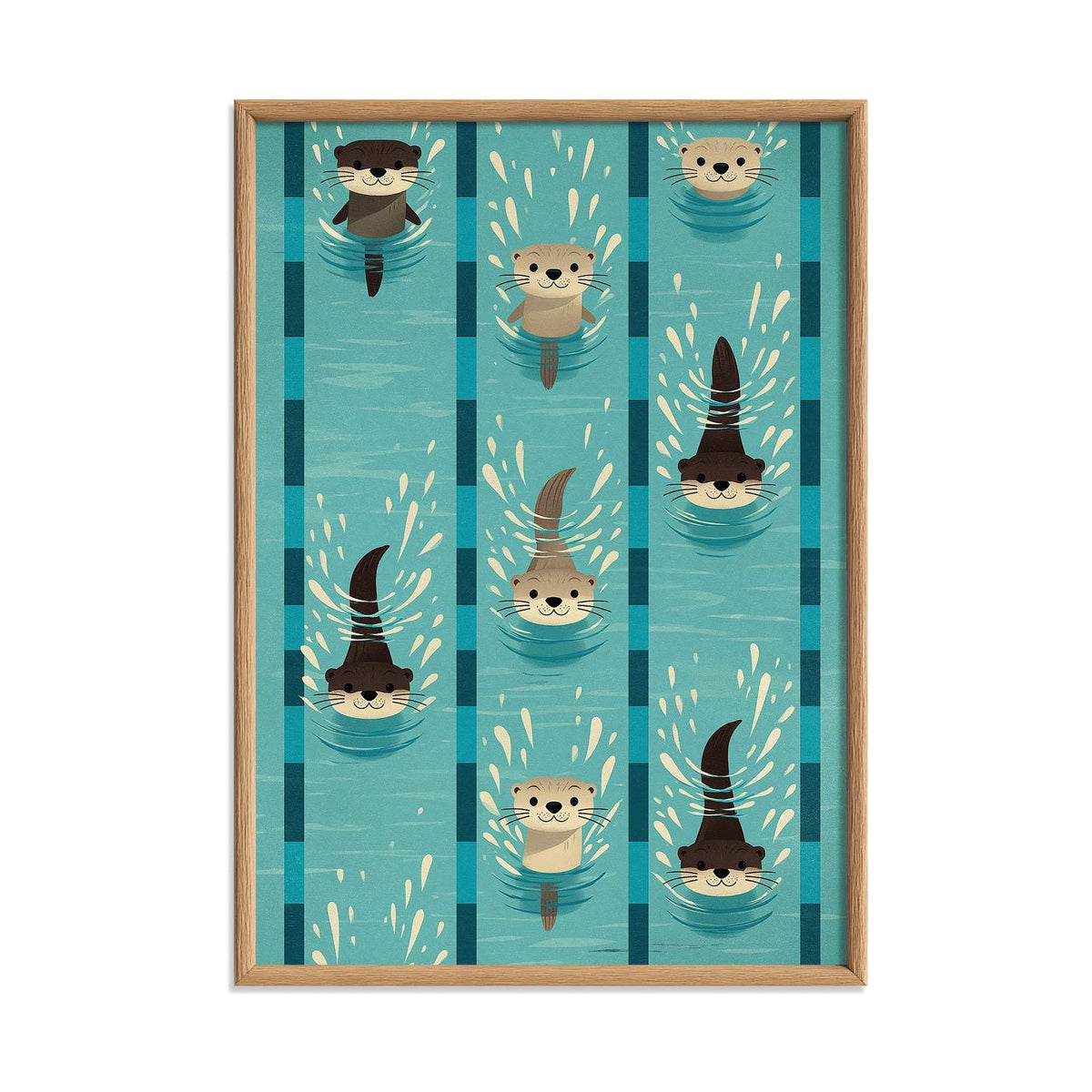Swimming Otter Print, Animal Wall Art Poster, Nursery Bathroom Decor
