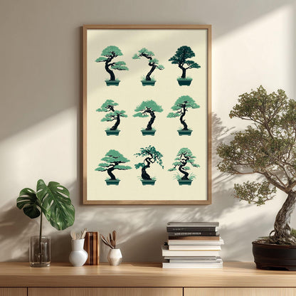 Bonsai Tree Print, Minimal Japanese Wall Art Poster, Zen Botanical Decor