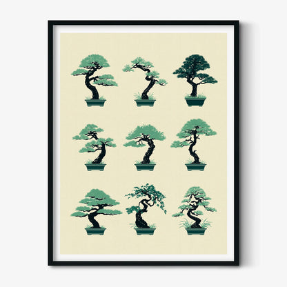Bonsai Tree Print, Minimal Japanese Wall Art Poster, Zen Botanical Decor
