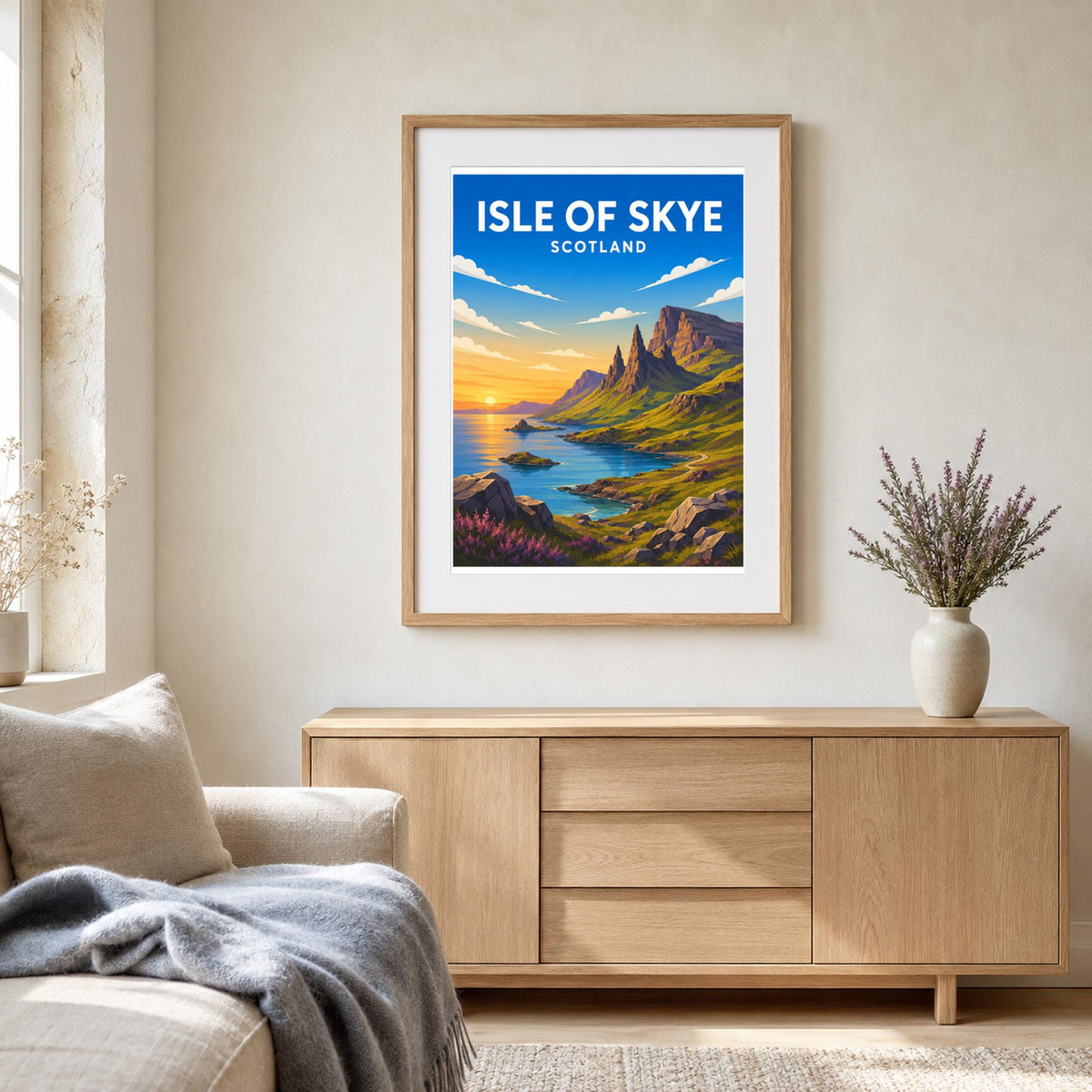 Isle of Skye Print, Scotland Travel Poster, Scottish Highlands Landscape Wall Art