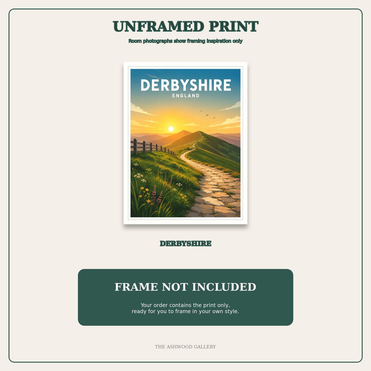 Derbyshire Travel Poster, Peak District Print, English National Park Wall Art