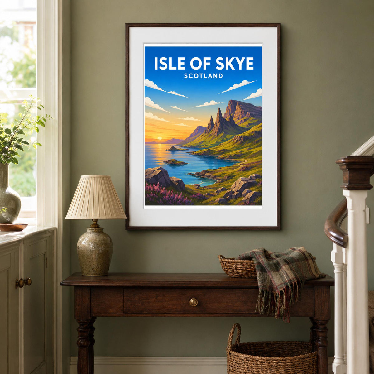 Isle of Skye Print, Scotland Travel Poster, Scottish Highlands Landscape Wall Art